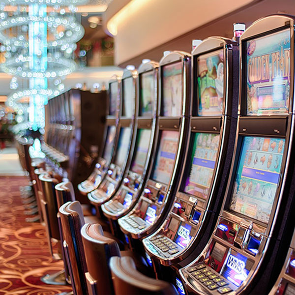 Slot machines inside of casino